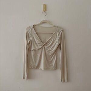 Lululemon Modal-Silk Twist Front Top in Bone (M)